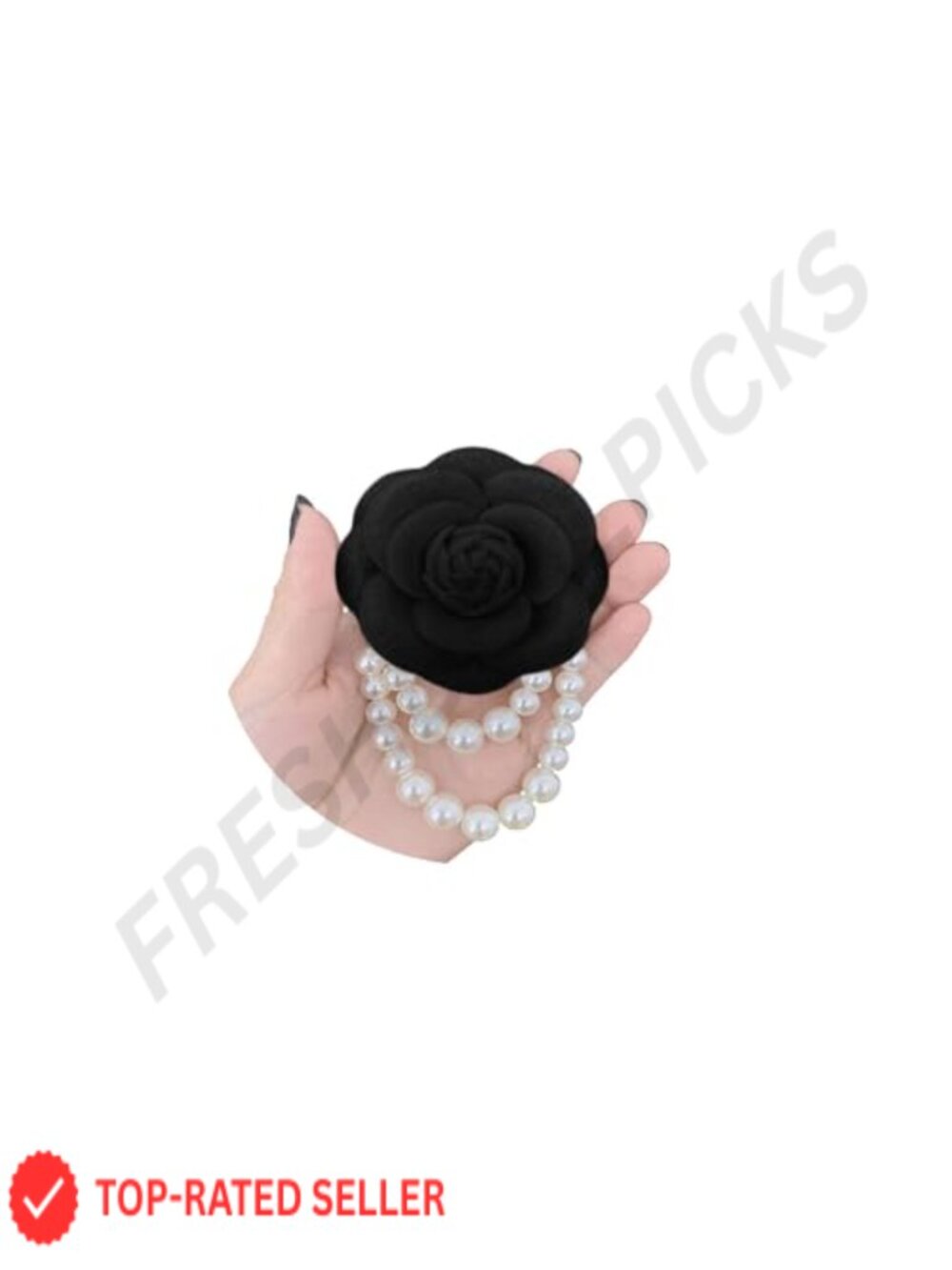 Wool Camellia Flower Pearl Tassel Brooch Pin Hairpin Headpiece
